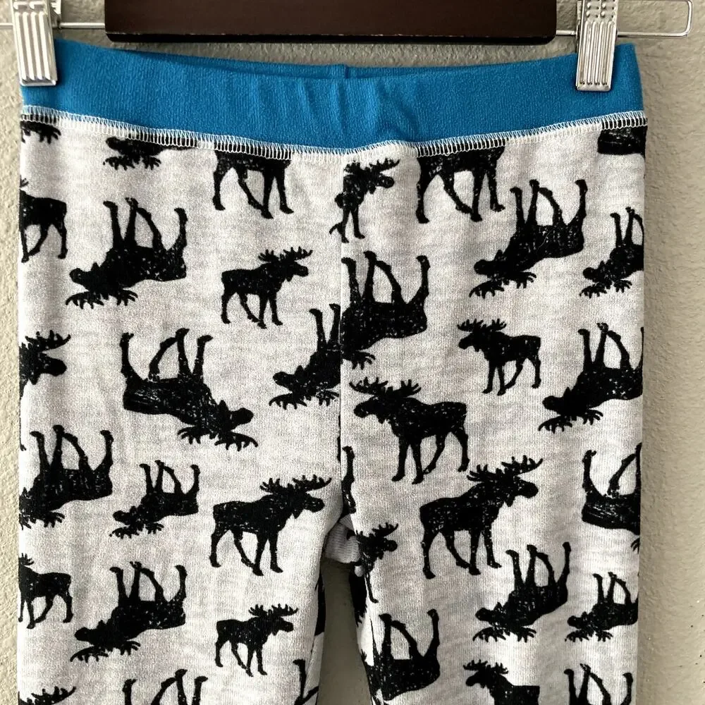 Sleep On It Moose Knit Two Piece Pajama Set - Gray Black Blue - 8